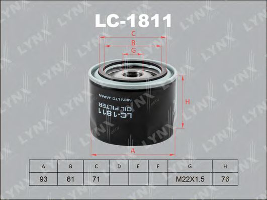 LYNXauto LC1811 Масляный фильтр LYNXAUTO для IVECO