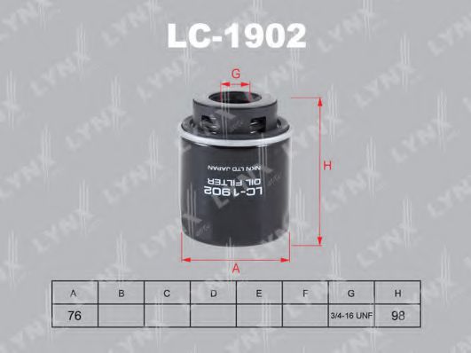 LYNXauto LC1902 Масляный фильтр LYNXAUTO для AUDI