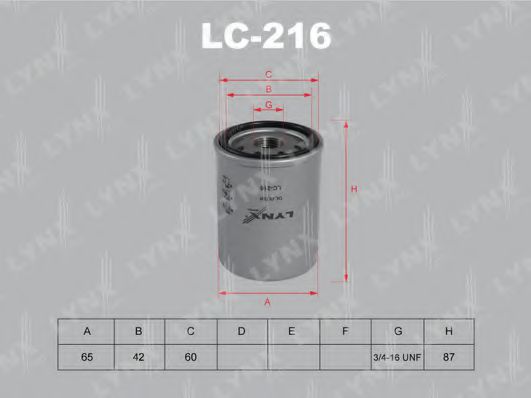 LYNXauto LC216 Масляный фильтр LYNXAUTO для INFINITI