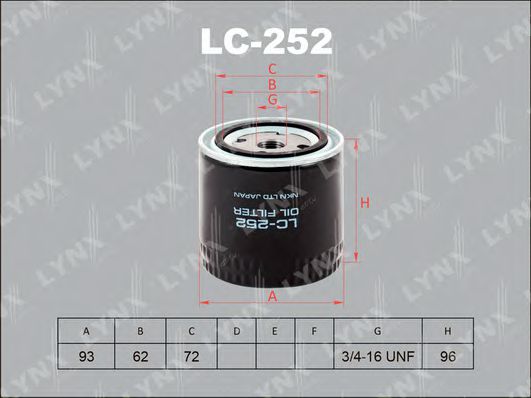 LYNXauto LC252 Масляный фильтр для RENAULT TRUCKS MAXITY