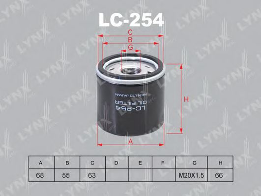 LYNXauto LC254 Масляный фильтр для RENAULT SYMBOL