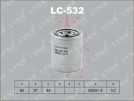 LYNXauto LC532 Масляный фильтр LYNXAUTO для DAIHATSU