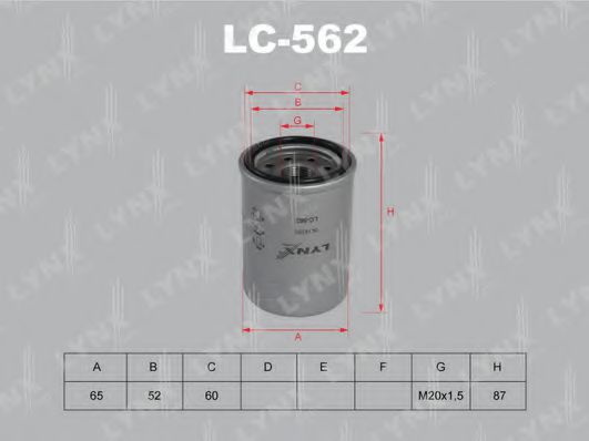 LYNXauto LC562 Масляный фильтр LYNXAUTO 