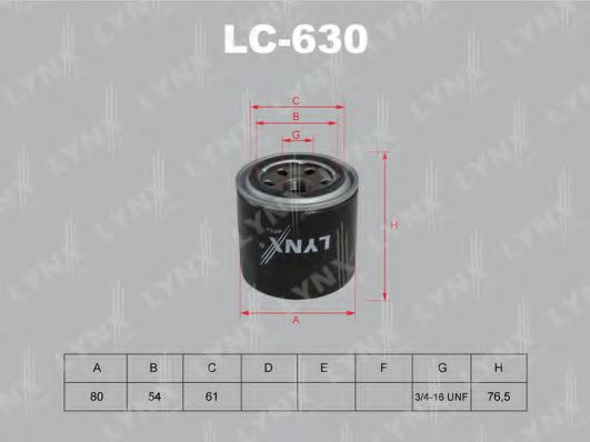 LYNXauto LC630 Масляный фильтр LYNXAUTO 