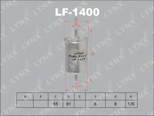 LYNXauto LF1400 Топливный фильтр LYNXAUTO для DACIA