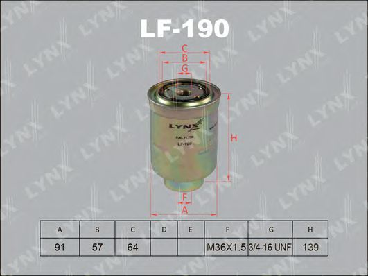 LYNXauto LF190 Топливный фильтр LYNXAUTO 