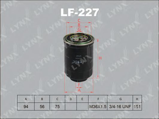 LYNXauto LF227 Топливный фильтр LYNXAUTO 