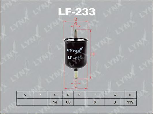 LYNXauto LF233 Топливный фильтр LYNXAUTO для ISUZU