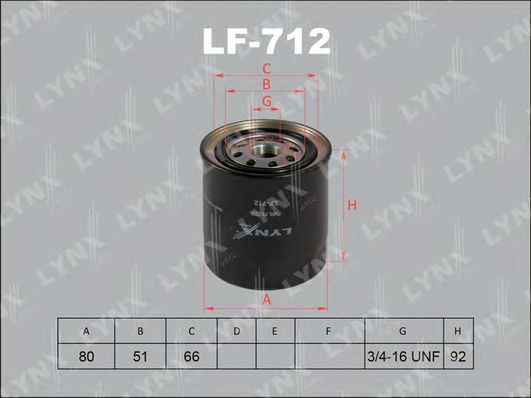 LYNXauto LF712 Топливный фильтр LYNXAUTO для ISUZU