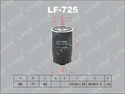 LYNXauto LF725 Топливный фильтр LYNXAUTO 