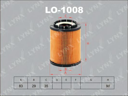 LYNXauto LO1008 Масляный фильтр LYNXAUTO для MERCEDES-BENZ