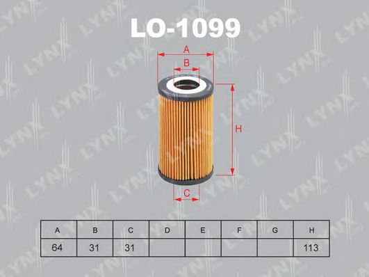 LYNXauto LO1099 Масляный фильтр LYNXAUTO для PORSCHE