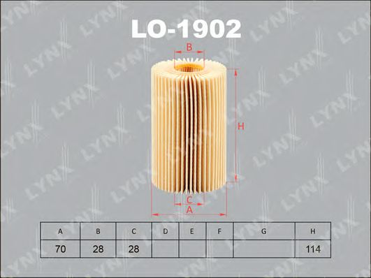 LYNXauto LO1902 Масляный фильтр LYNXAUTO 