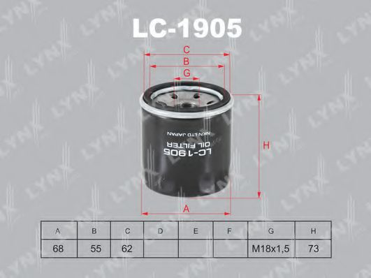 LYNXauto LC1905 Масляный фильтр LYNXAUTO для CHEVROLET
