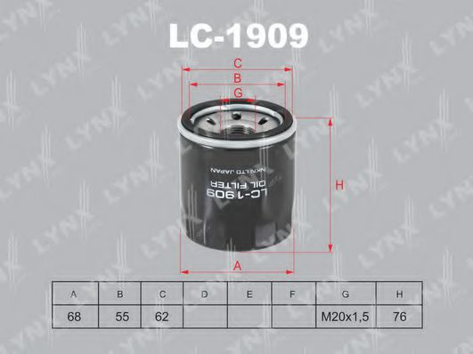 LYNXauto LC1909 Масляный фильтр LYNXAUTO для KIA