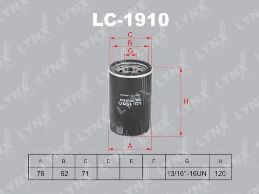 LYNXauto LC1910 Масляный фильтр LYNXAUTO для CHEVROLET