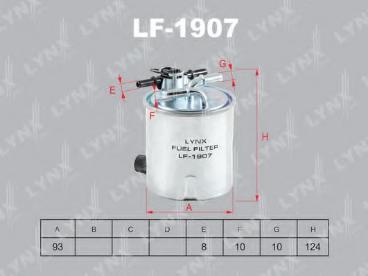LYNXauto LF1907 Топливный фильтр LYNXAUTO 