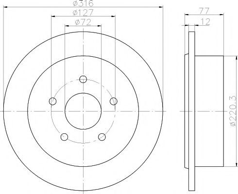 HELLA PAGID 8DD355117101 Тормозные диски HELLA PAGID для JEEP