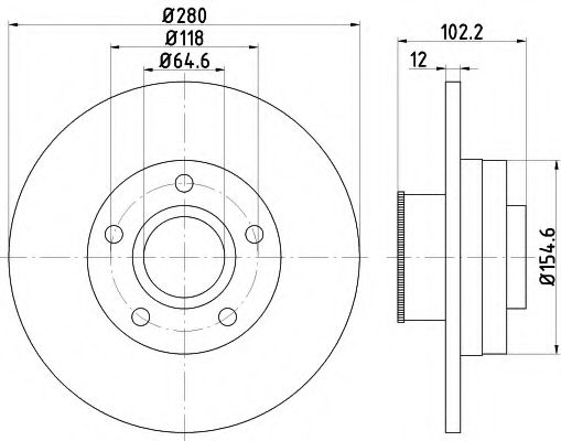 HELLA PAGID 8DD355113401 Тормозные диски для RENAULT TRAFIC