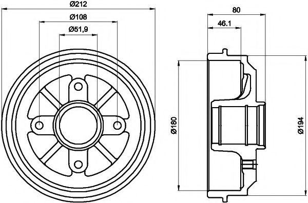 HELLA PAGID 8DT355301281 Тормозной барабан для CITROEN