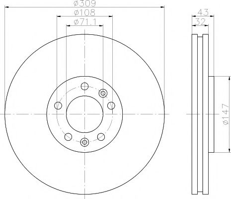 HELLA PAGID 8DD355108421 Тормозные диски HELLA PAGID для PEUGEOT