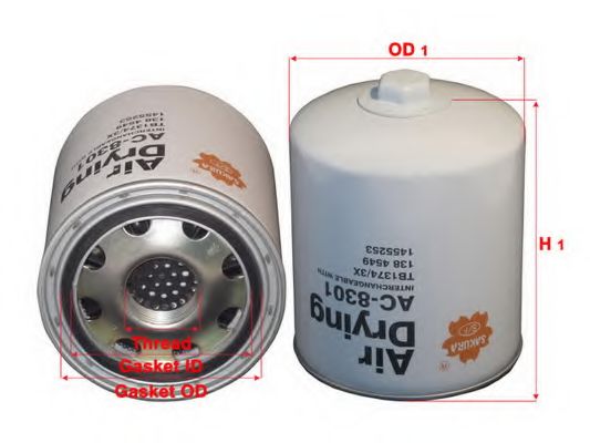 SAKURA AUTOMOTIVE AC8301 Патрон осушителя воздуха, пневматическая система SAKURA AUTOMOTIVE AC8301 Патрон осушителя воздуха, пневматическая система