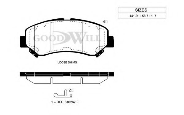 GOODWILL 1026 F Комплект тормозных колодок, дисковый тормоз для NISSAN QASHQAI (Ниссан Кашкай)