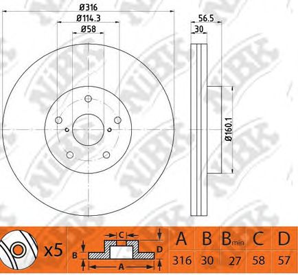 NiBK RN1527 Тормозные диски NIBK для SUBARU