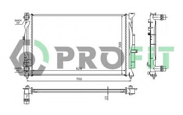 PROFIT PR0014A2 Радиатор охлаждения двигателя PROFIT для AUDI