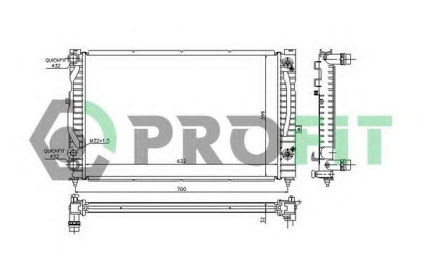 PROFIT PR0017A1 Радиатор охлаждения двигателя PROFIT для VOLKSWAGEN