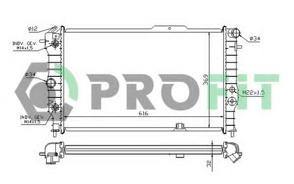 PROFIT PR5076A3 Радиатор охлаждения двигателя PROFIT для OPEL
