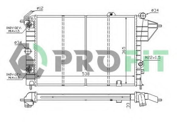 PROFIT PR5076A4 Радиатор охлаждения двигателя PROFIT для OPEL