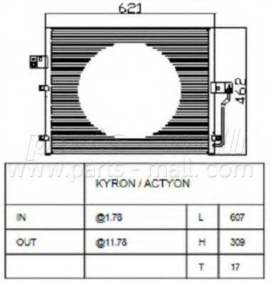 PARTS-MALL PXNCD014 Радиатор кондиционера для SSANGYONG