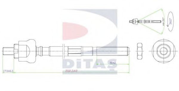 DITAS A25546 Наконечник рулевой тяги DITAS для HONDA