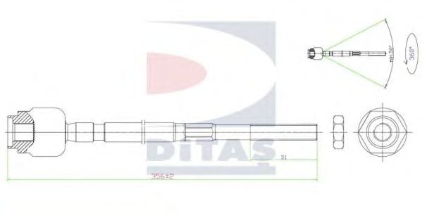 DITAS A25655 Наконечник рулевой тяги DITAS для SKODA