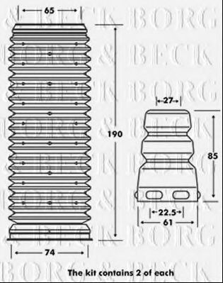 BORG & BECK BPK7001 Комплект пыльника и отбойника амортизатора BORG & BECK 