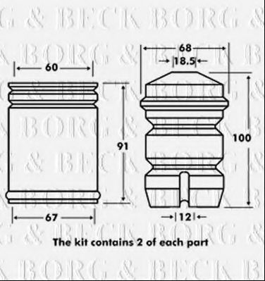 BORG & BECK BPK7018 Комплект пыльника и отбойника амортизатора BORG & BECK 