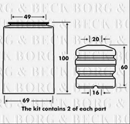 BORG & BECK BPK7024 Комплект пыльника и отбойника амортизатора BORG & BECK 