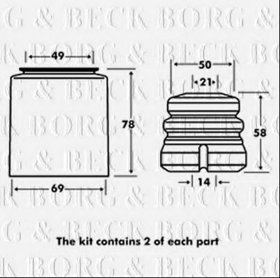 BORG & BECK BPK7026 Комплект пыльника и отбойника амортизатора BORG & BECK 