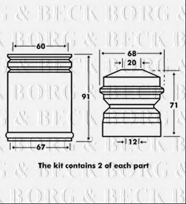 BORG & BECK BPK7027 Комплект пыльника и отбойника амортизатора BORG & BECK 