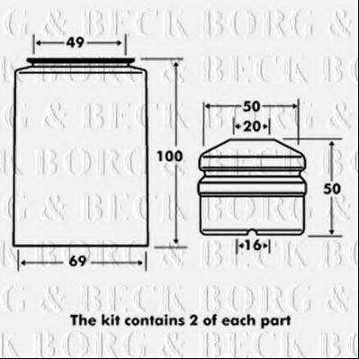BORG & BECK BPK7028 Комплект пыльника и отбойника амортизатора BORG & BECK 