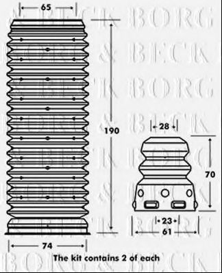 BORG & BECK BPK7073 Комплект пыльника и отбойника амортизатора BORG & BECK 