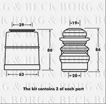 BORG & BECK BPK7074 Комплект пыльника и отбойника амортизатора BORG & BECK 