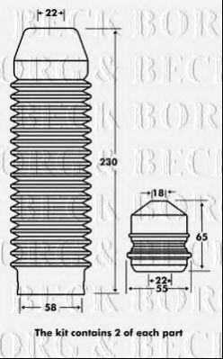 BORG & BECK BPK7078 Комплект пыльника и отбойника амортизатора для VOLKSWAGEN LUPO