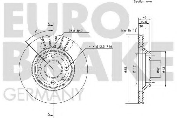 5815202329 EUROBRAKE Тормозной диск 5815202329 EUROBRAKE Тормозной диск