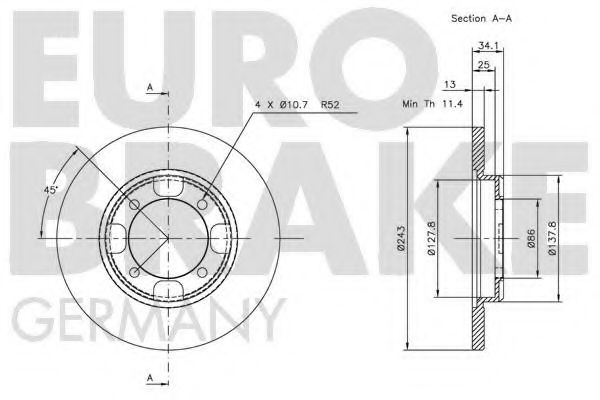 5815203005 EUROBRAKE Тормозной диск 5815203005 EUROBRAKE Тормозной диск