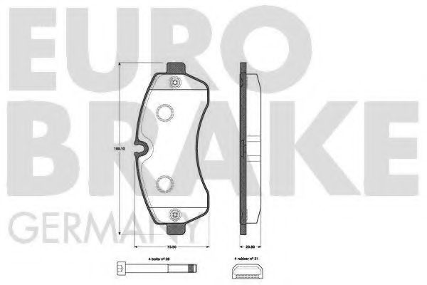 EUROBRAKE 5502223364 Тормозные колодки EUROBRAKE для MERCEDES-BENZ