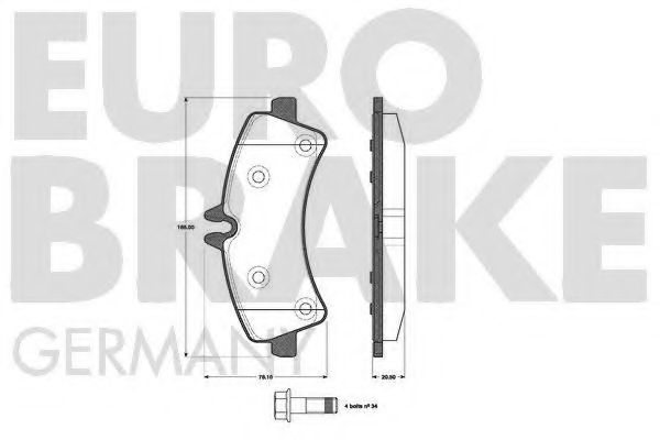 EUROBRAKE 5502223365 Тормозные колодки EUROBRAKE для MERCEDES-BENZ