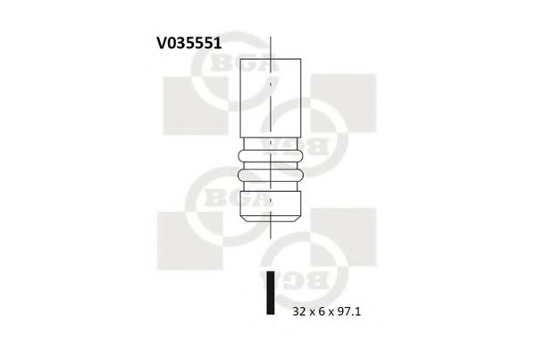 BGA V035551 Клапан выпускной для FORD COUGAR
