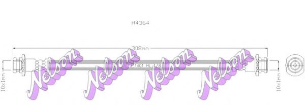 BROVEX-NELSON H4364 Тормозной шланг BROVEX-NELSON для NISSAN